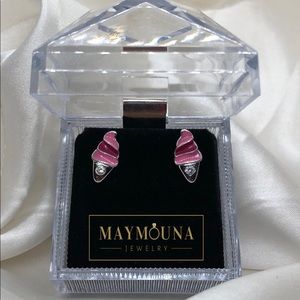 925 Sterling Silver Enamel Ice cream Girls Studs